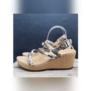 Vionic Hoola Kora Raf Boa Snakeskin‎ Wedge Sandals Size 11